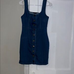 Sleek Blue Button-Down Mini Dress